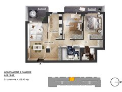 Pipera Plaza, apartament 3 camere, 2 terase, bloc finalizat